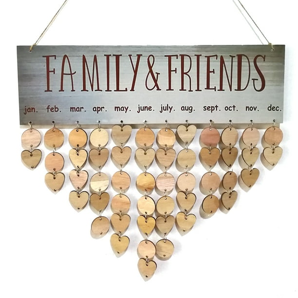 Wooden Birthday Reminder Board Plaque Sign Friend&Family DIY-Calendar C8N3